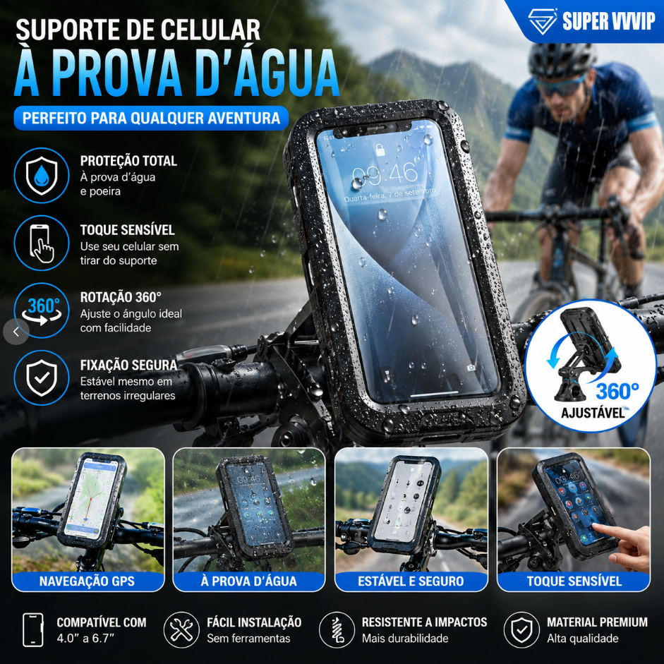 【Brasil Spot Sale】Suporte de Celular Articulado 360° para Guidão Moto Bike Bicicleta Universal Ajustável Tela até 6.7"