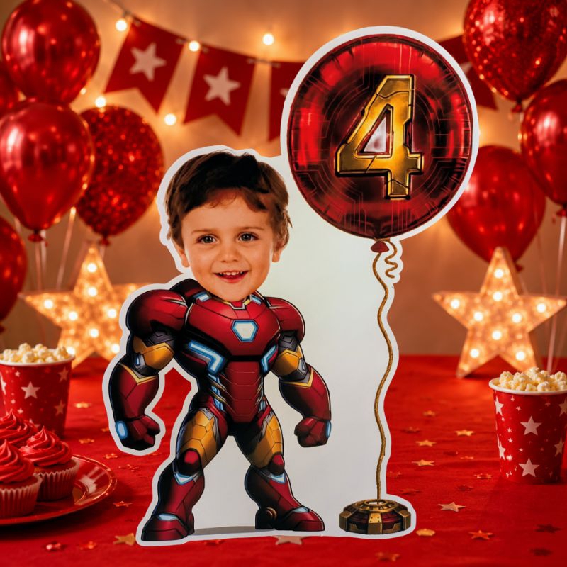 Display/Totem de mesa HOMEM DE FERRO Personalizado com Rostinho Decoração Festa Aniversário