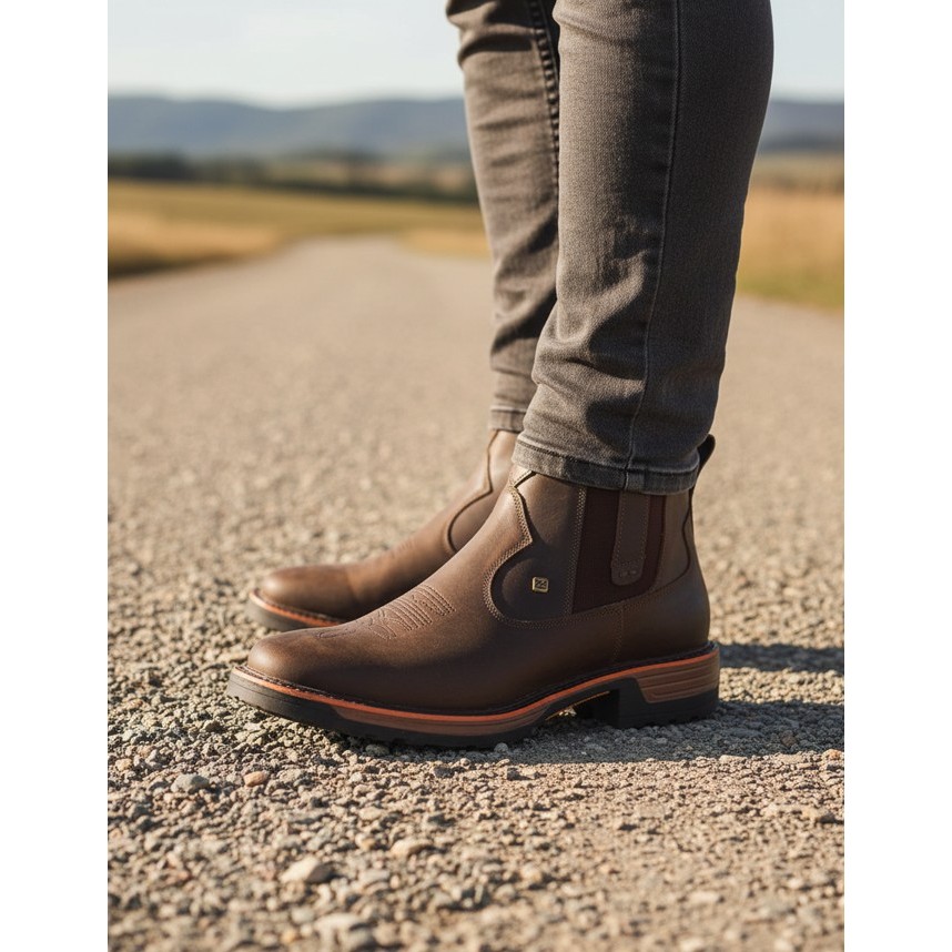 Botina Zebu Búfalo Café Jump Bota Confortável e Resistente Para Fazenda E Vida Rural