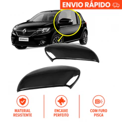 Capa Retrovisor Sandero Logan 2014 A 2024 C/furo Pisca Preta