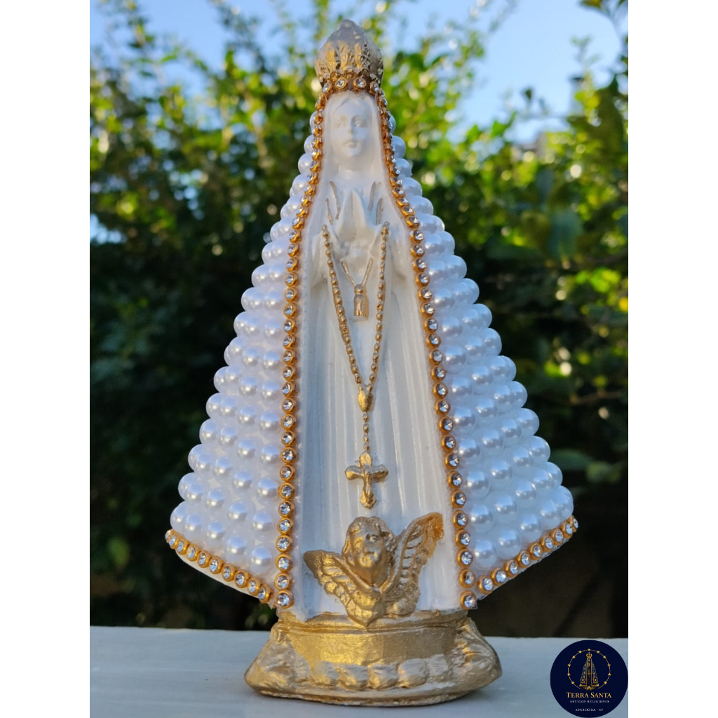 Imagem Nossa Senhora Aparecida Perola nº 08 - 15cm  para decoração,Presente,batizado,casamento lembrança.
