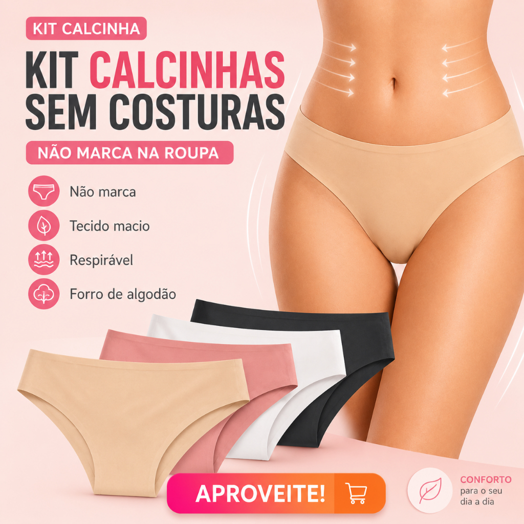 Kit calcinha sem costura confortável tanga corte a laser que não marca a roupa promoção