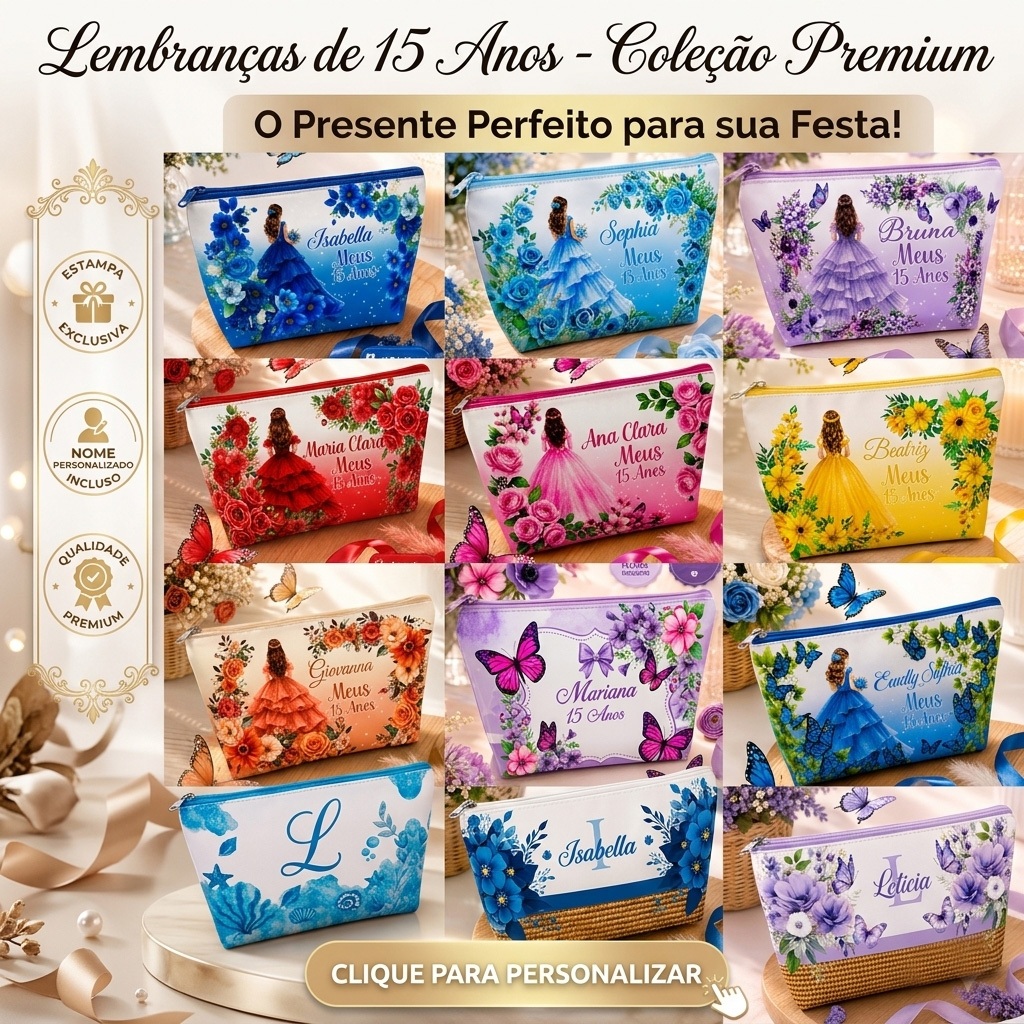 Kit 20 Necessaire Personalizada  Lembrancinha Personalizada Aniversário Casamento 15 Anos Empresa Igreja Eventos Chá