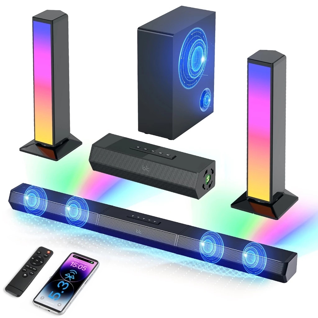 Caixa de Som Sound Bar Home Theater Bluetooth Para Tv Cinema 340w Cor Preto bar Soundbar De Subwoofer Blutooth5.3