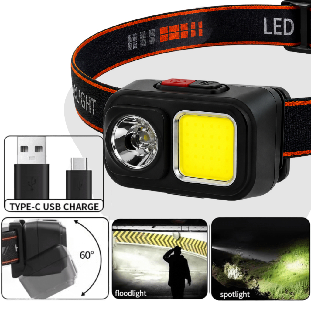 LANTERNA DE CABEÇA SUPER LED RECARREGÁVEL AJUSTE ANGULAR PROVA D´ÁGUA PERFEITO PARA PESCAR/ACAMPAR!
