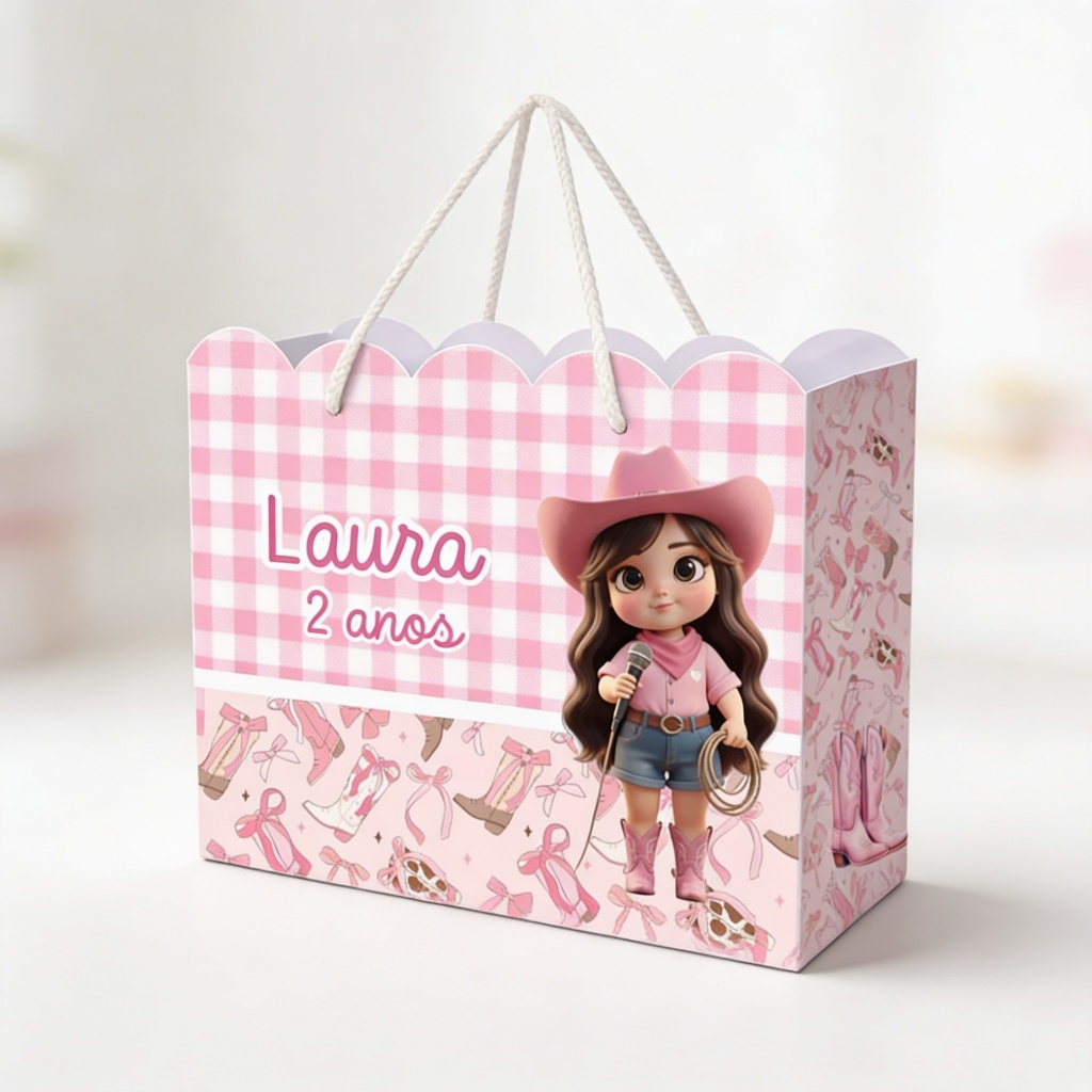 Sacolinha Fazendinha Personalizada Lembrancinha Infantil  Aniversário Boiadeiro Pegue e Monte