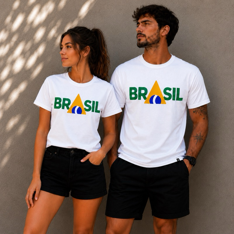 🇧🇷 Camiseta Feminina e Masculina Brasil Premium KADAN – Algodão Confortável | Estampa Exclusiva