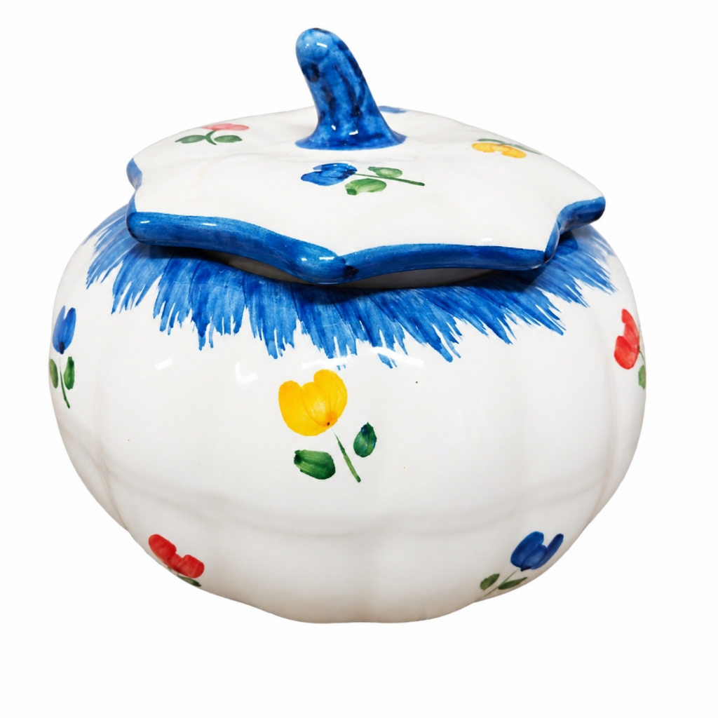 Pote De Ceramica Grande Com Tampa 1,4 Litros Sopeira Multiuso Pintada A Mao Ceramica Esmaltada Resistente Ao Calor