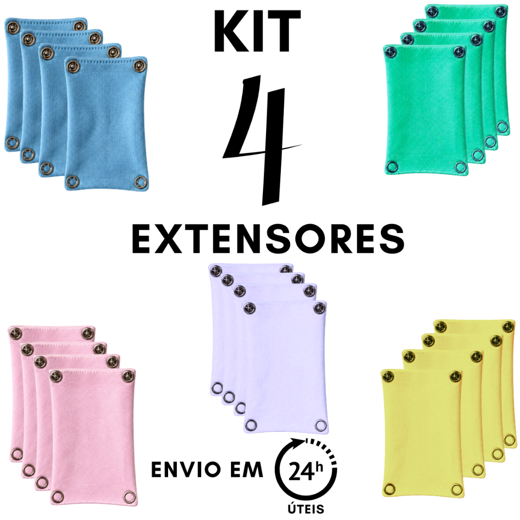 Kit 4 Extensor Body Bebê Alongador Tecido 100% Algodão Respirável Com  2 Botão Antialérgico