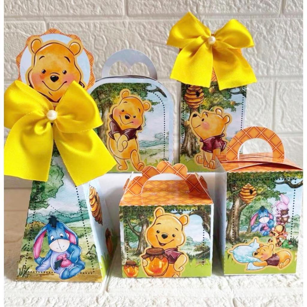 Kit Caixinhas Personalizadas Ursinho Pooh/Festa Infantil/Puff/Lembrancinhas/Personalizados/PEGUE E MONTE