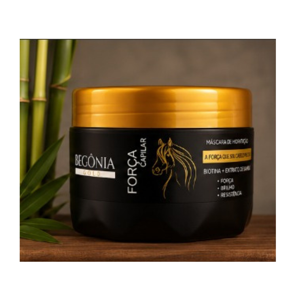 ✨ Máscara de Hidratação Força Capilar Begônia Gold 300g – Força, Crescimento e Brilho Intenso ✨