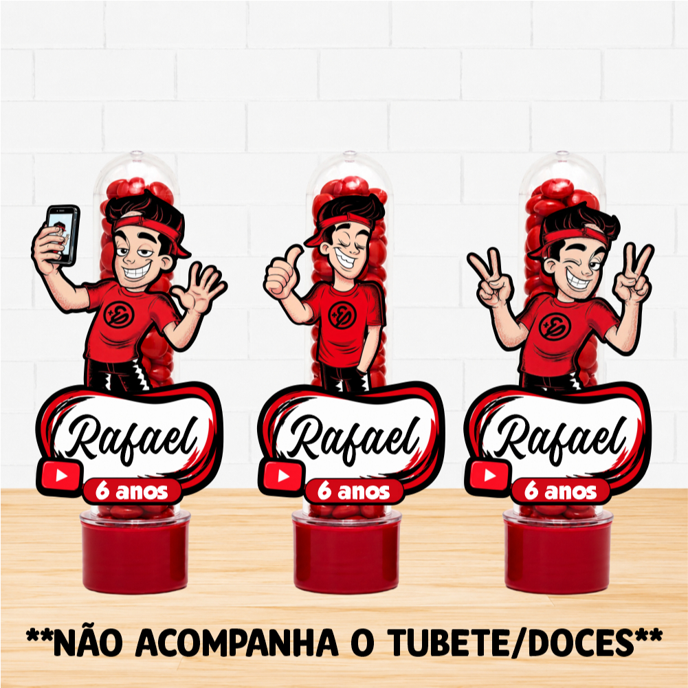 Kit Aplique para Tubete Enaldinho Youtuber Personalizado Lembrancinha Aniversário Infantil Decoração de Mesa