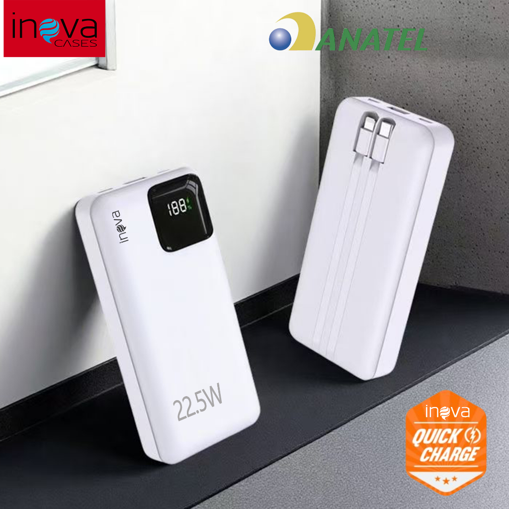Inova Carregador Power Bank 22,5W Portátil 20000mah/10000mah  Universal carregamento rápido Saida 2 Cabos