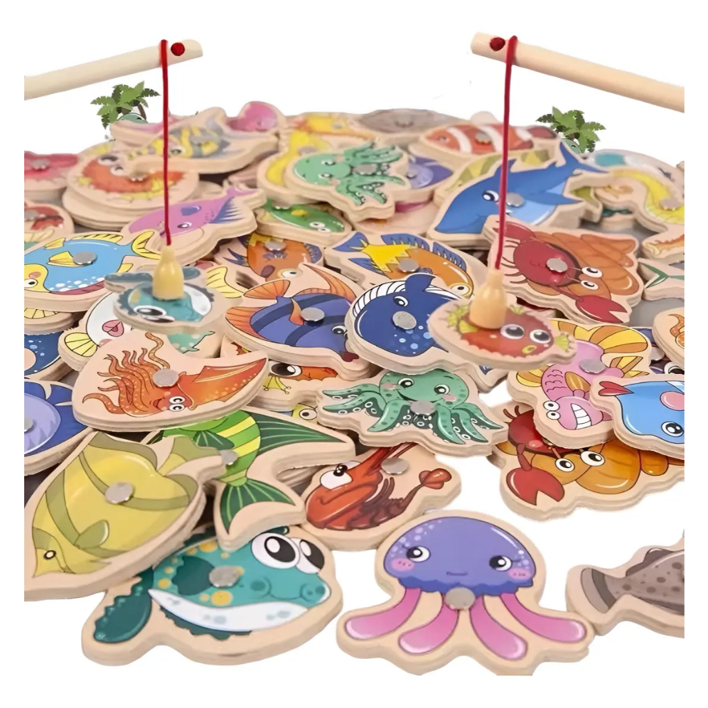 Brinquedo Educativo Pega Peixe Infantil Com Imã Peixinho Pescaria Magnético Infantil 30/15  Peixes