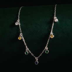 Choker Zircônia Verde Azul e Amarelo Brasil em Prata 925