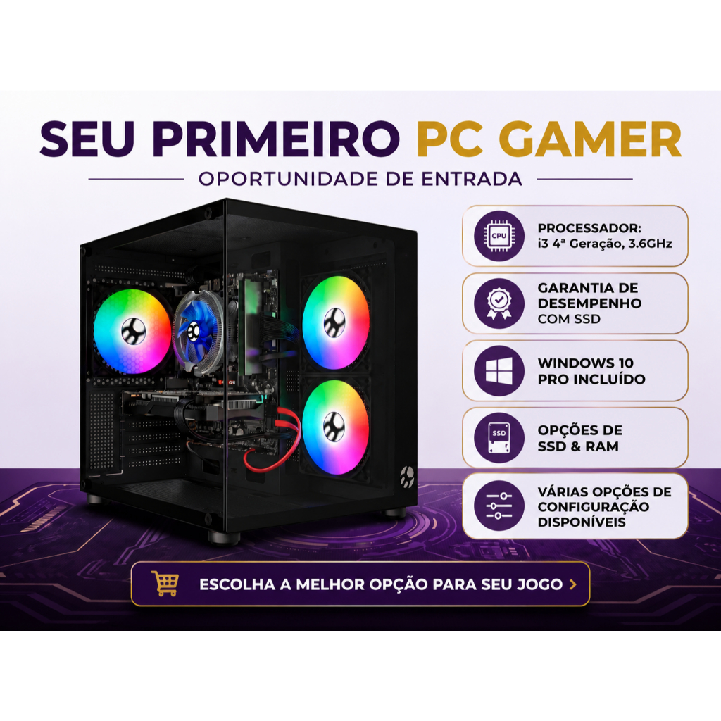 Seu Primeiro PC Gamer  - Placa de vídeo e outros upgrades opcionais!