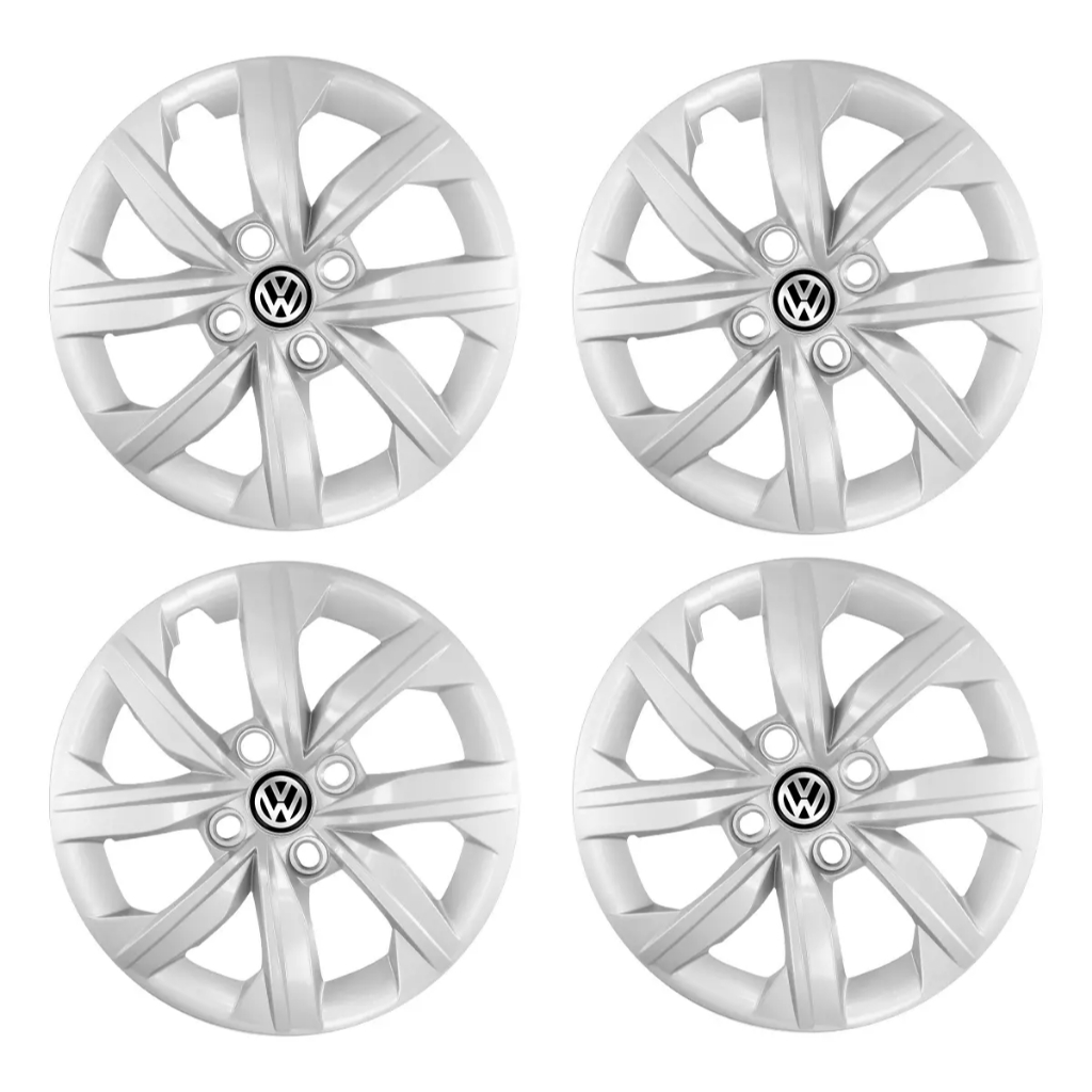 Jogo Calotas Aro 14 VW Gol G7 2019 2020 Prata Nylon