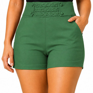 Short Alfaiataria Com Bolso Cintura Alta com Botões short casual confortável, short moda feminina.