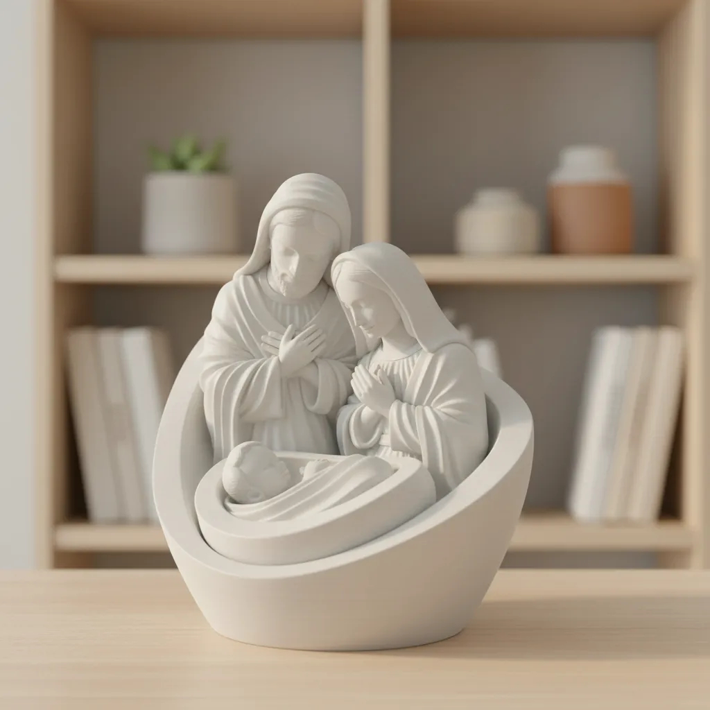 Sagrada Família Decorativa 10cm | Impressão 3D Religiosa | Decoração Cristã | Presente Católico