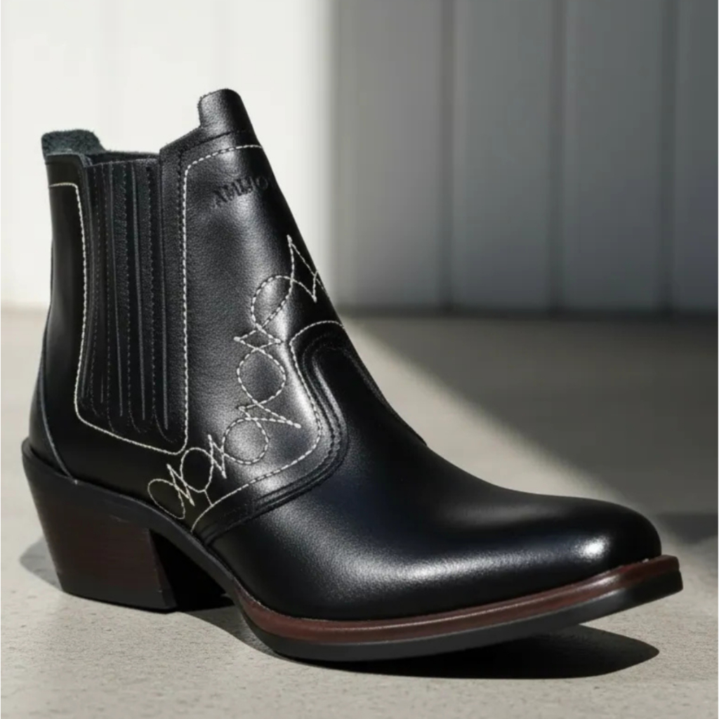 Bota Preta Country Cowboy Texana Bico Redondo Combina Camisa Xadez Calça Jeans Vaquejada Cavalgada Rodeio Vaqueiro 3636