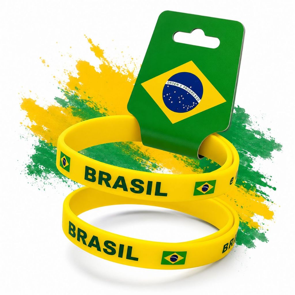 Pulseira Brasil Silicone Torcedor Seleção Brasileira Verde Amarela