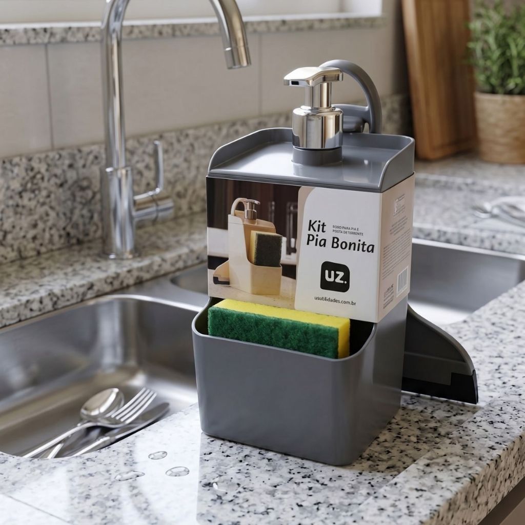 Organizador de pia dispenser de detergente porta bucha rodinho de pia kit cozinha utilidades acessórios para pia cozinha