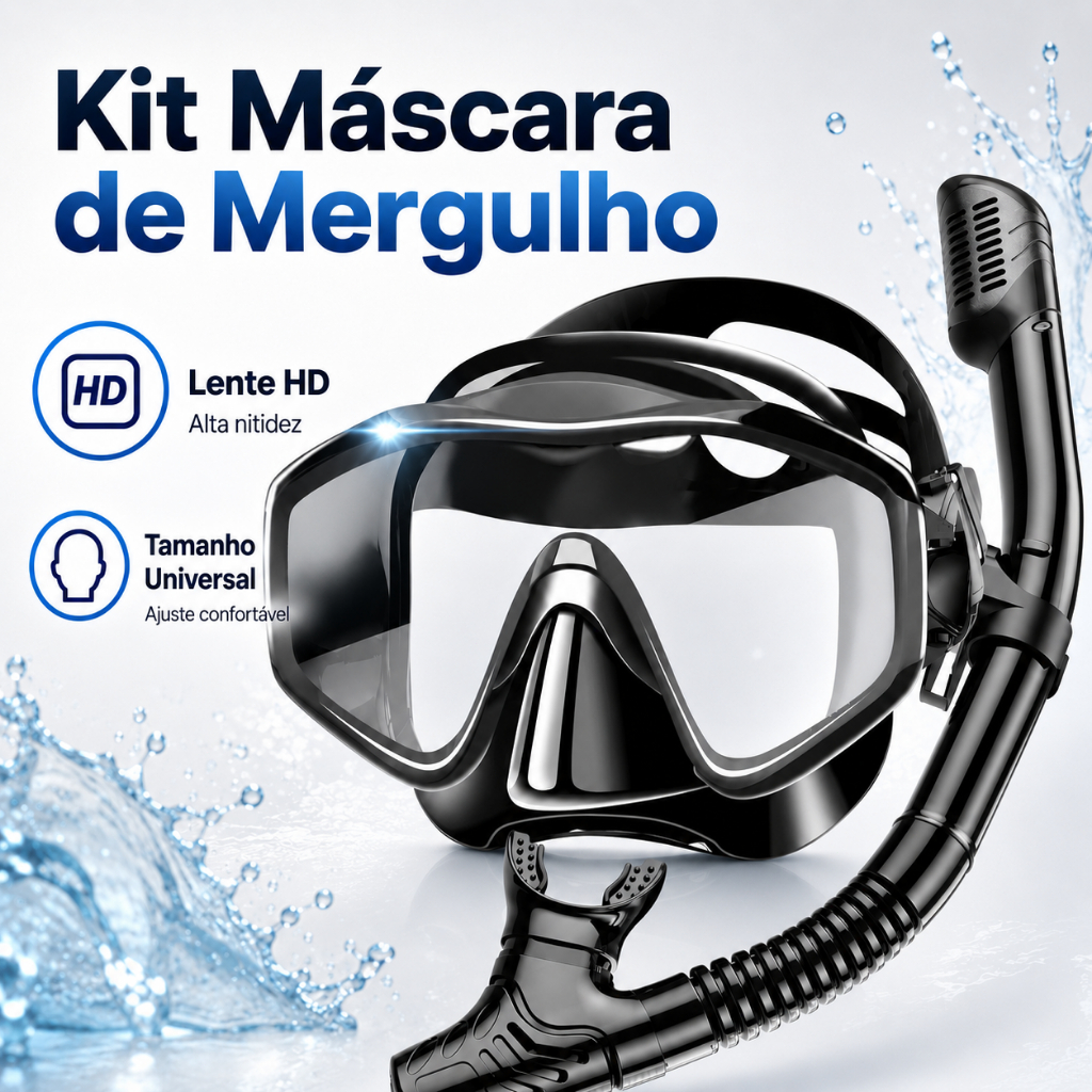 Equipamento de mergulho com snorkel para adultos Conjunto de máscara com snorkel seco Óculos de natação