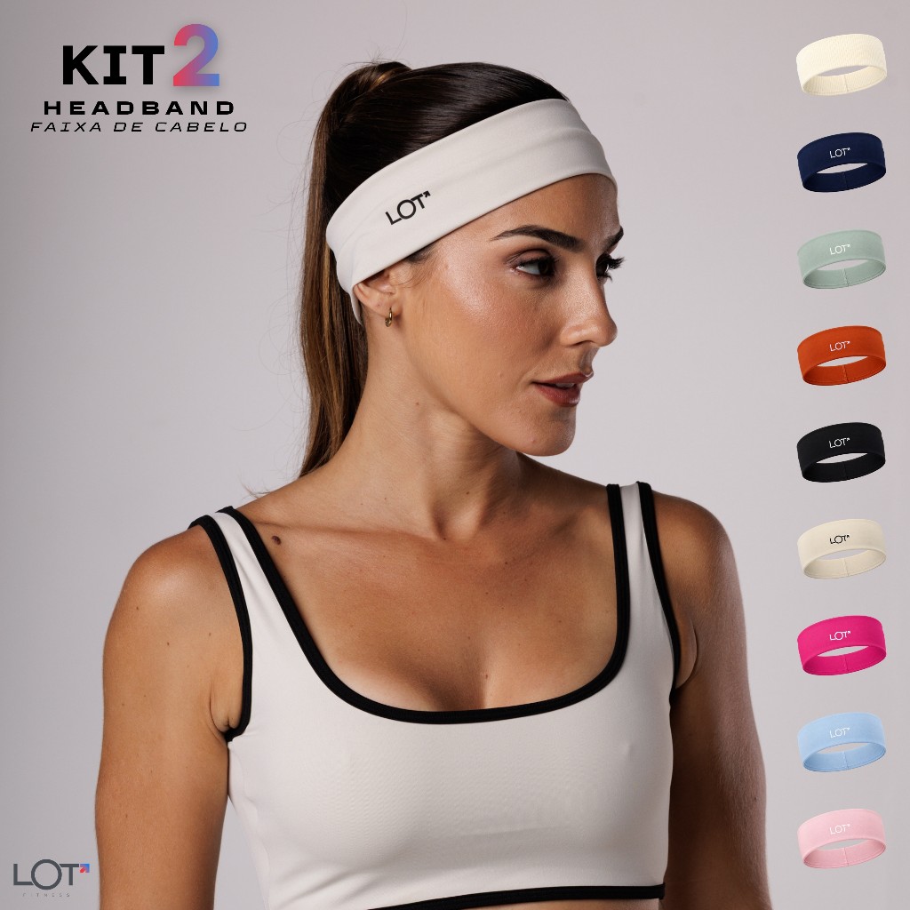 Kit 2 Faixa de Cabelo Headband Elástica Esportiva Academia Poliamida Coleção Duo