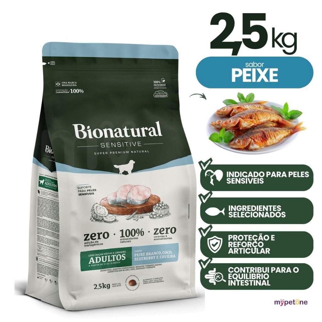 Ração Bionatural Sensitive Cães Adultos Raças Médias e Grandes - 2,5kg