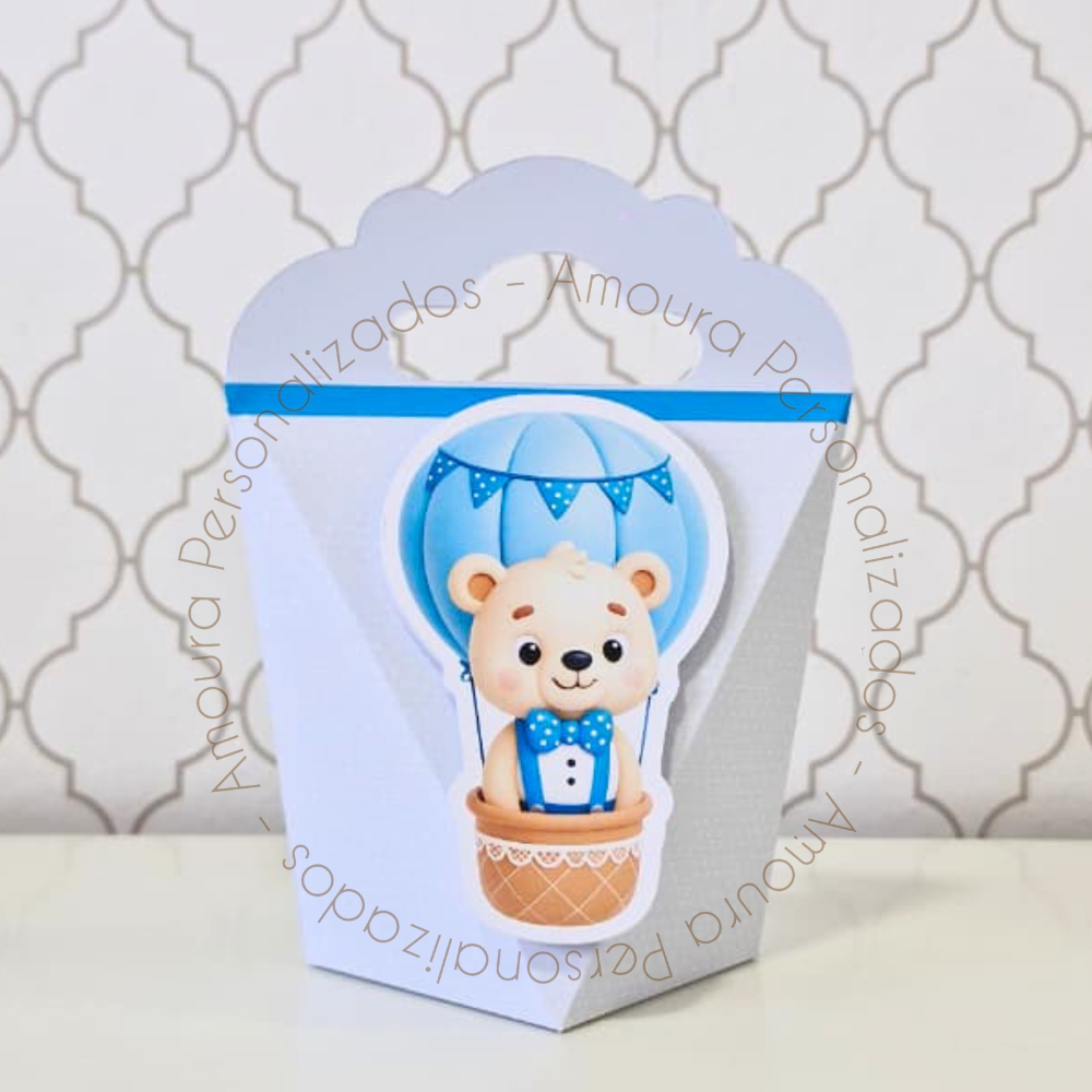 CAIXA TRIANGULOVE PERSONALIZADA PARA LEMBRANCINHAS URSINHO BALOEIRO AZUL |CAIXINHAS|ANIVERSARIO|URSO