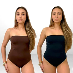 KIT 2 Body Feminino Tomara Que Caia Suplex Premium Tendência Verão