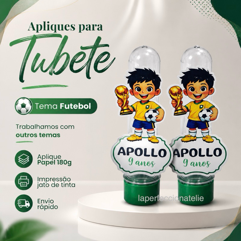 Aplique para Tubete Futebol Seleção Brasileira | kit 20/30/40/50/100 un Lembrancinha Brasil