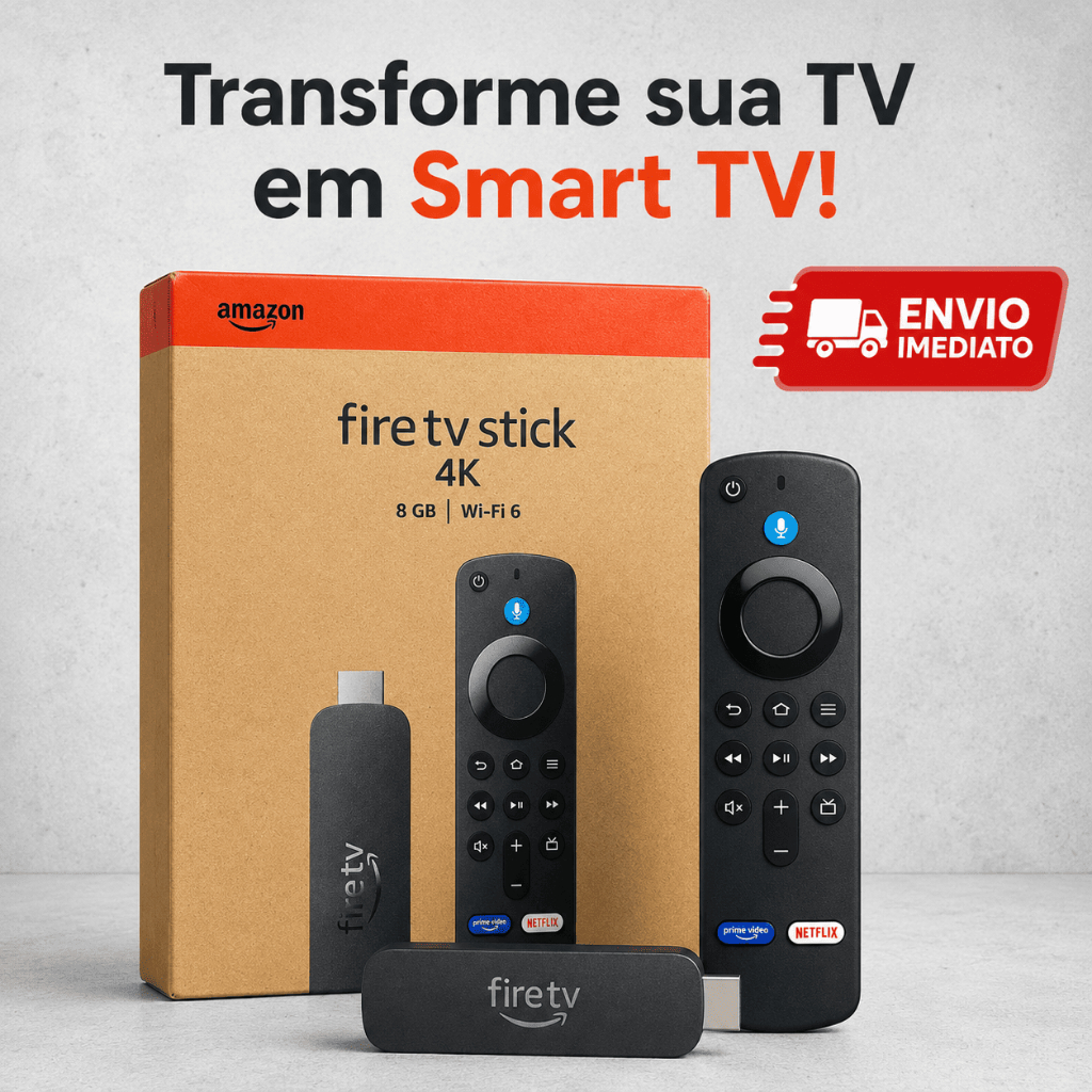 Fire TV Stick 4K 8GB Wi-Fi 6 Amazon com controle Alexa