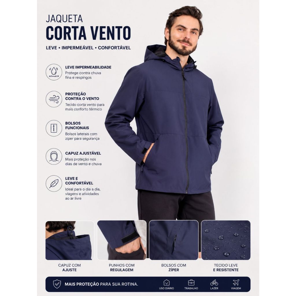 Jaqueta Masculina Corta Vento FORRADA