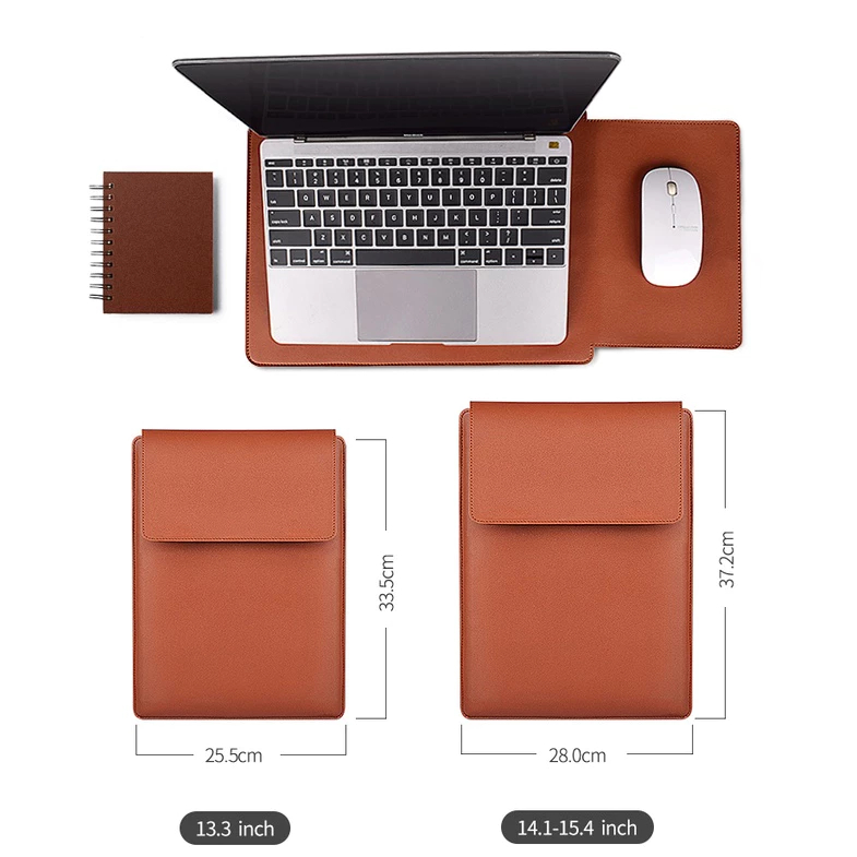 Capa Para Notebook Stand Macia De Couro PU Macbook Air Pro 13,3 e 15.5 Polegadas Bolsa