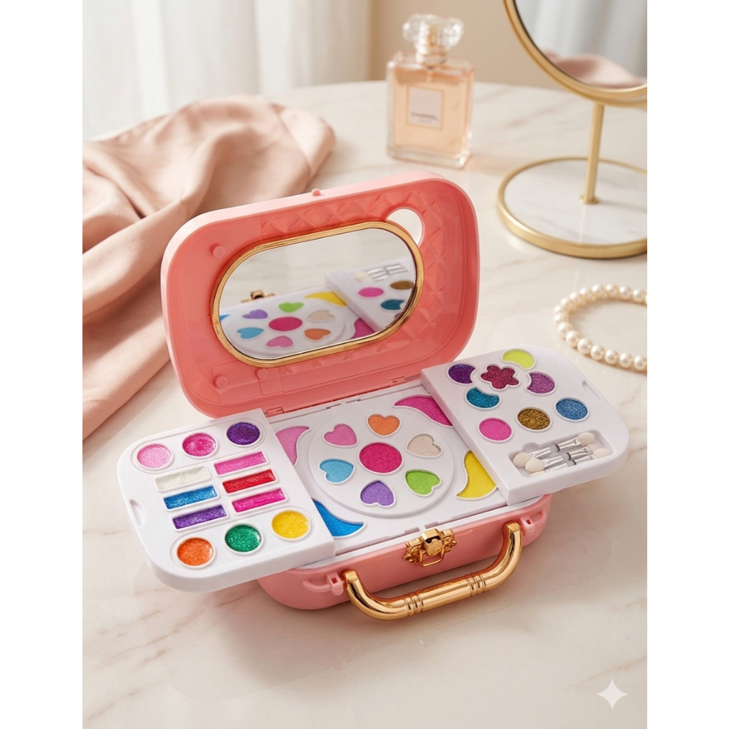Maleta De Maquiagem Infantil Completa Camarim Rosa Com Espelho