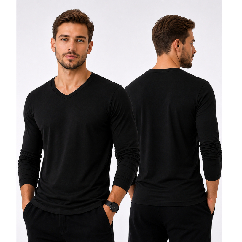 Camiseta Long de Frio Masculina Estilo Casual Inverno Quente