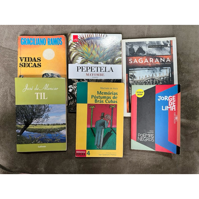 Kit 6 Livros Literatura Clássica Vestibular: Sagarana + Mayombe + Vidas Secas + Brás Cubas + Til + Poemas Negros usados