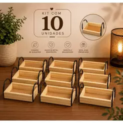 10 Cesta Bandeja Mini Madeira Pinus Lembrancinha Decorativa
