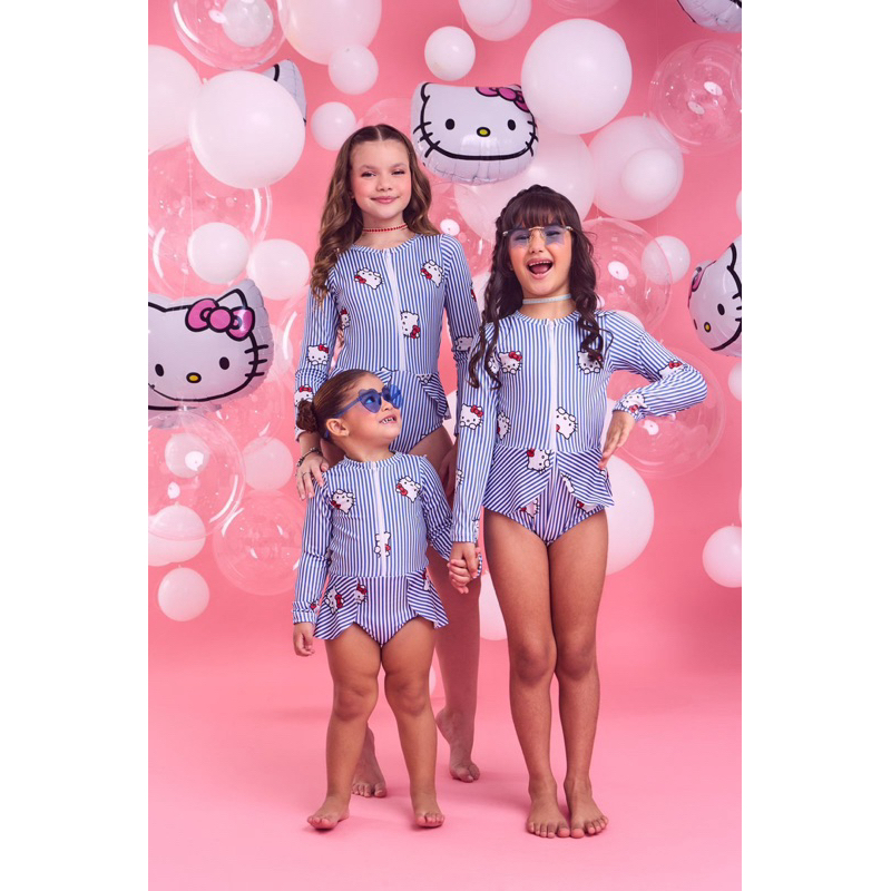 Maiô infantil menina verão praia natação manga longa forrado proteção uv