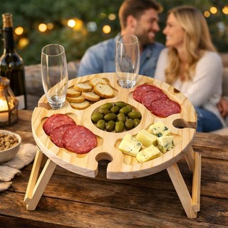 Petisqueira de Madeira com 5 Divisórias Tábua de Frios para Queijos Aperitivos com…