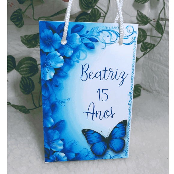 Sacolinha Borboleta Azul  Personalizada com nome e idade ,Lembrancinha ou Mimo aniversário. .