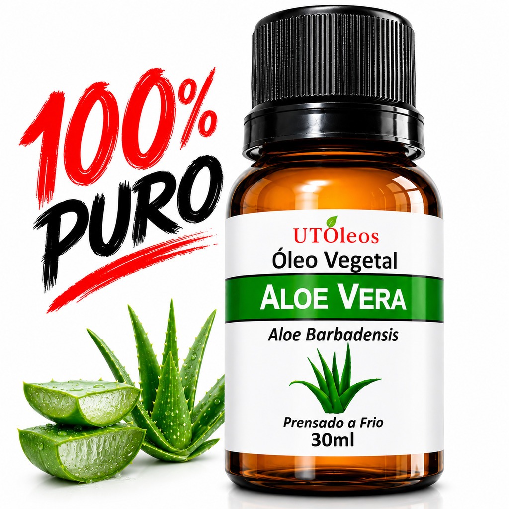 Oleo Vegetal Aloe Vera 30ml Babosa Puro Prensado A Frio Natural Para Cabelo E Pele Hidratante