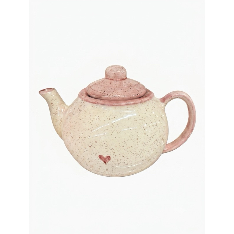 Chaleira Bule Com Tampa Cerâmica Rosa Love Coração Chá Café Mesa Posta Cozinha Moderna