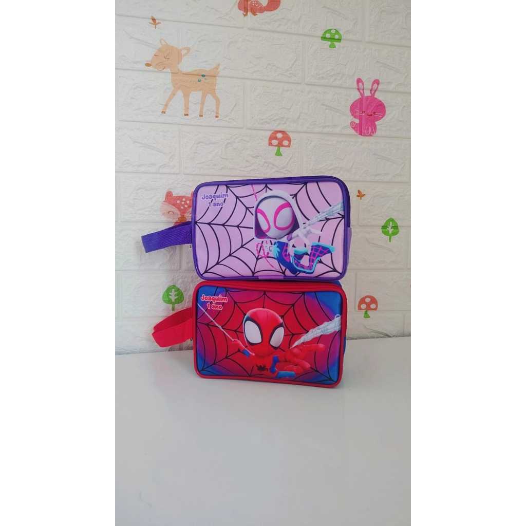 Kit 10 Necessaire /Homem aranha/material nylon600/festa infantil/lembrancinha personalizada/tema heróis
