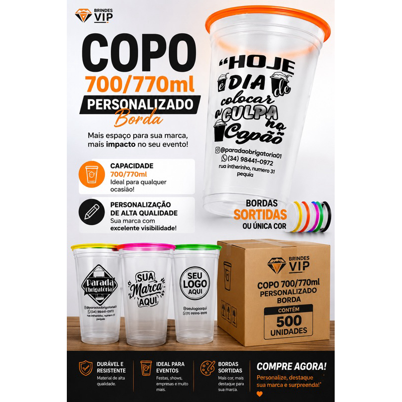 Copão Personalizado Adega Eventos 700/770ML Com Borda