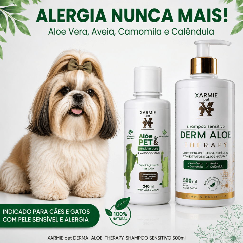 Kit Dermatite e Alergia Pet  Alívio da Coceira, Vermelhidão e Irritação da Pele Aloe Pet | Derm Aloe