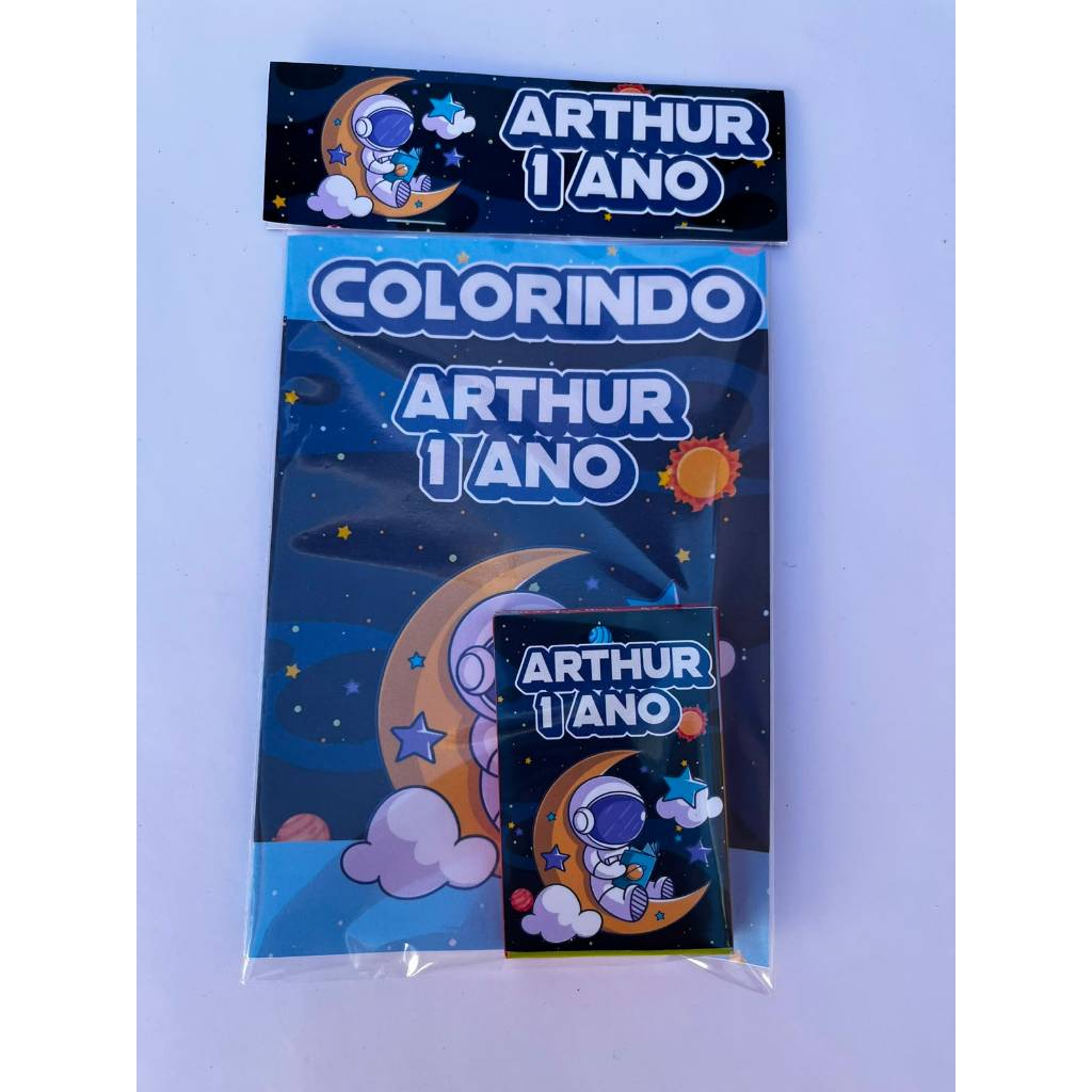 Kit Colorir Astronauta Personalizados lembrancinha de Festa Infantil de aniversário