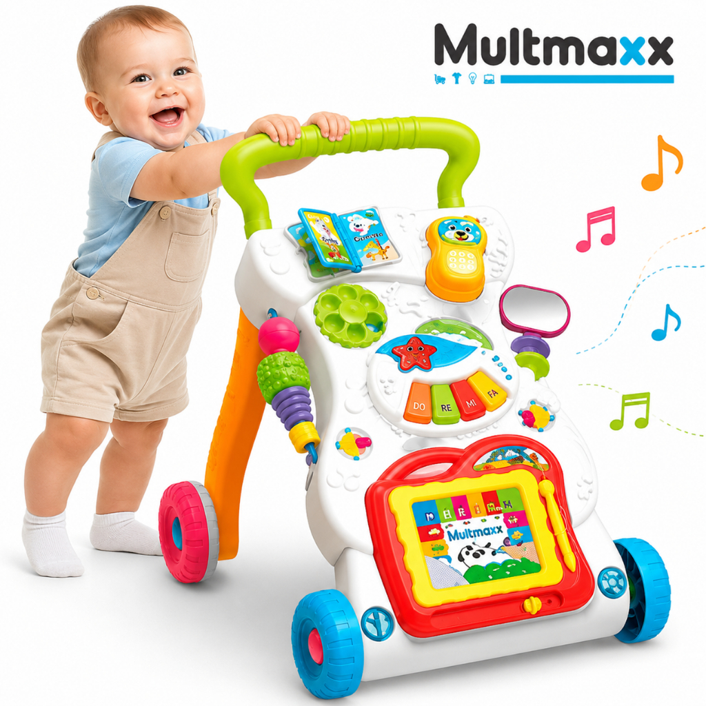 Andador Didático De Empurrar Infantil Brinquedo Multi Atividades Musical  Lousa Mágica Bebe Multmaxx
