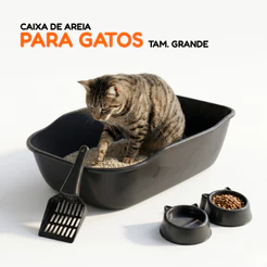 Kit Caixa de Areia para Gatos Pet Grandes Banheiro Sanitario Bandeja Furba Durapets